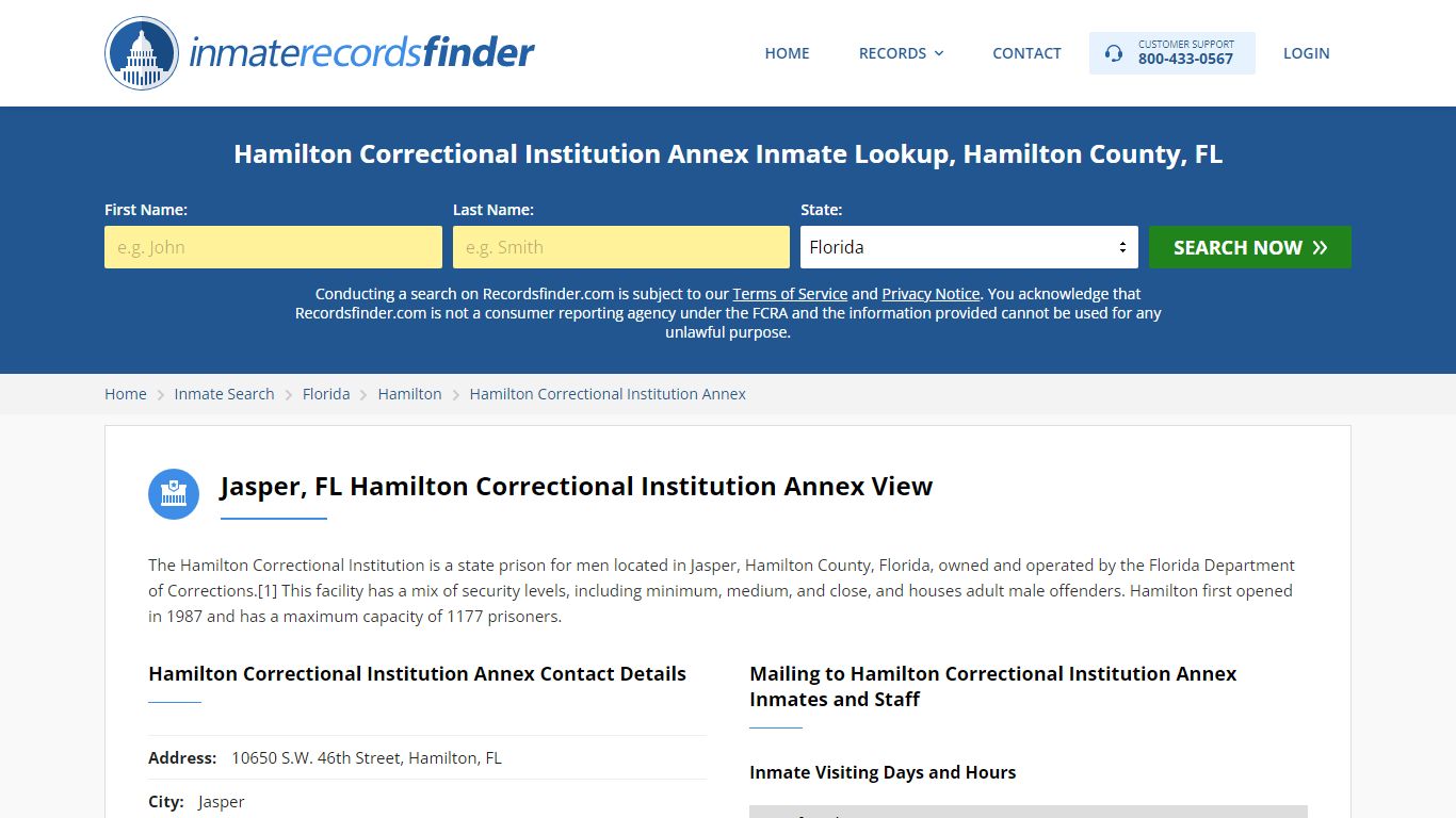 Hamilton Correctional Institution Annex Roster & Inmate Search ...